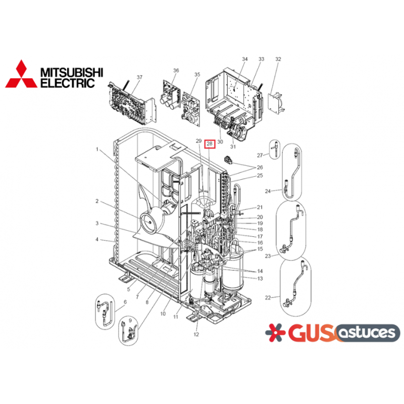 Vanne 4 voies R01E13403 Mitsubishi