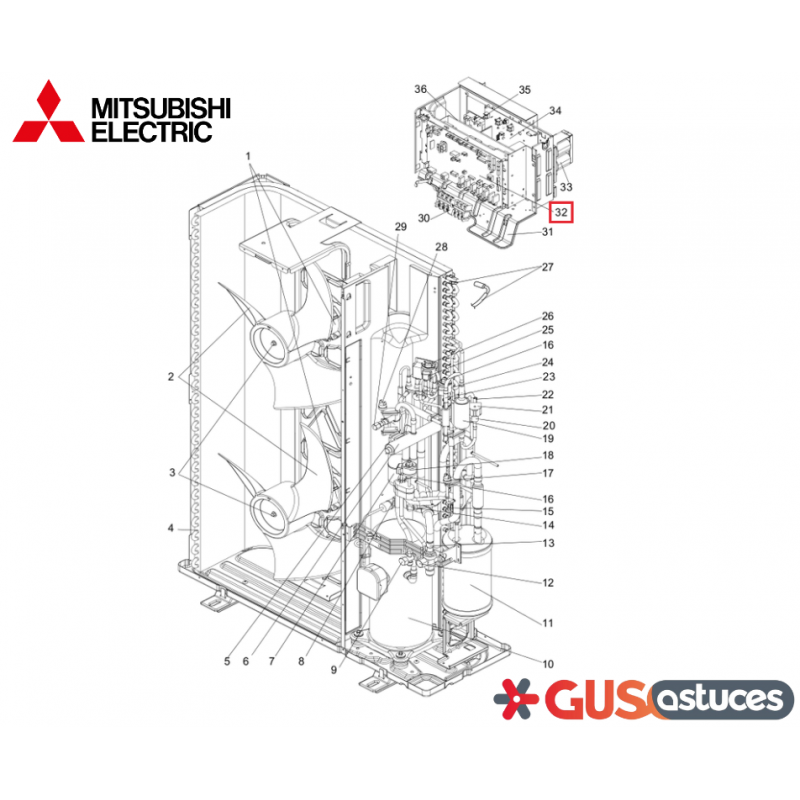 Platine de contrôle T7WS43315 Mitsubishi