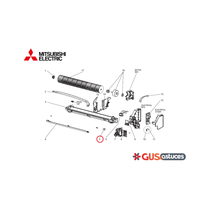 Moteur de balayage E22N87303 Mitsubishi