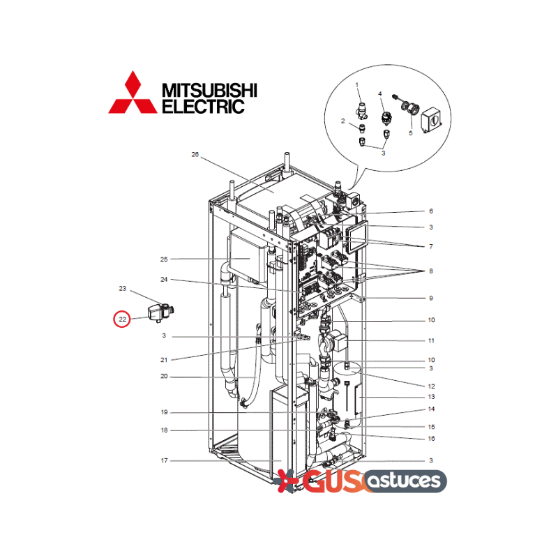 Vanne 3 voies S70C33762 Mitsubishi