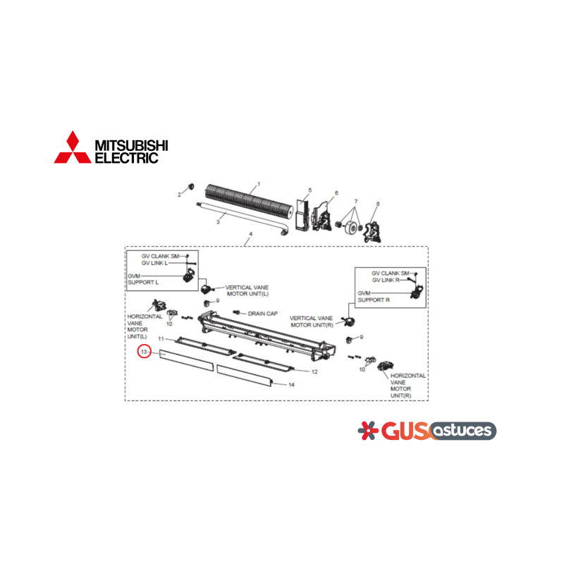 Volet supérieur gauche E2269R040 Mitsubishi