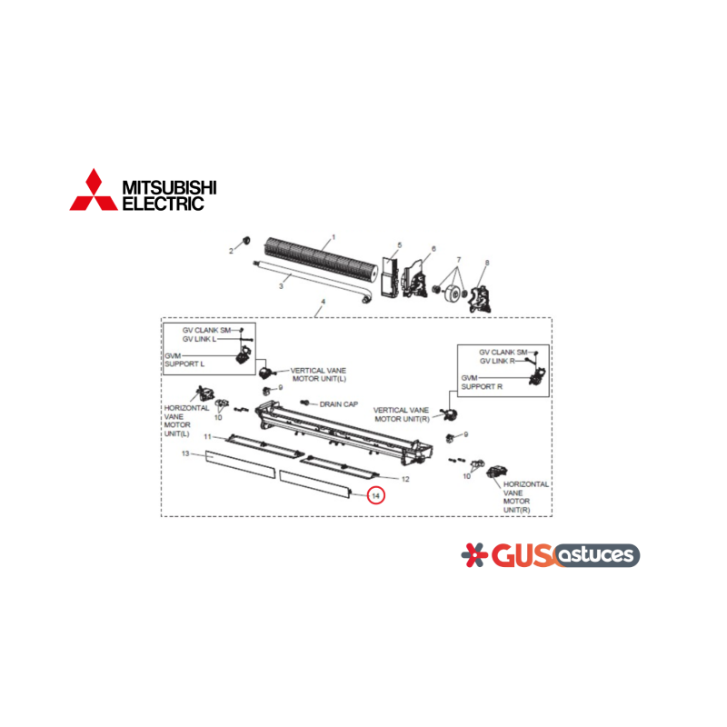 Volet supérieur droit E2270R040 Mitsubishi