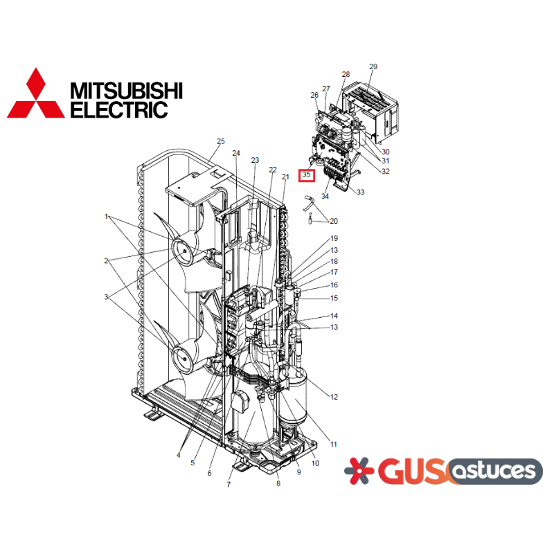 Platine de contrôle T7WHT0315 Mitsubishi