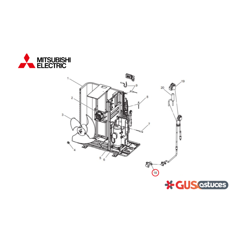 Vanne d'arrêt R01E10411 Mitsubishi