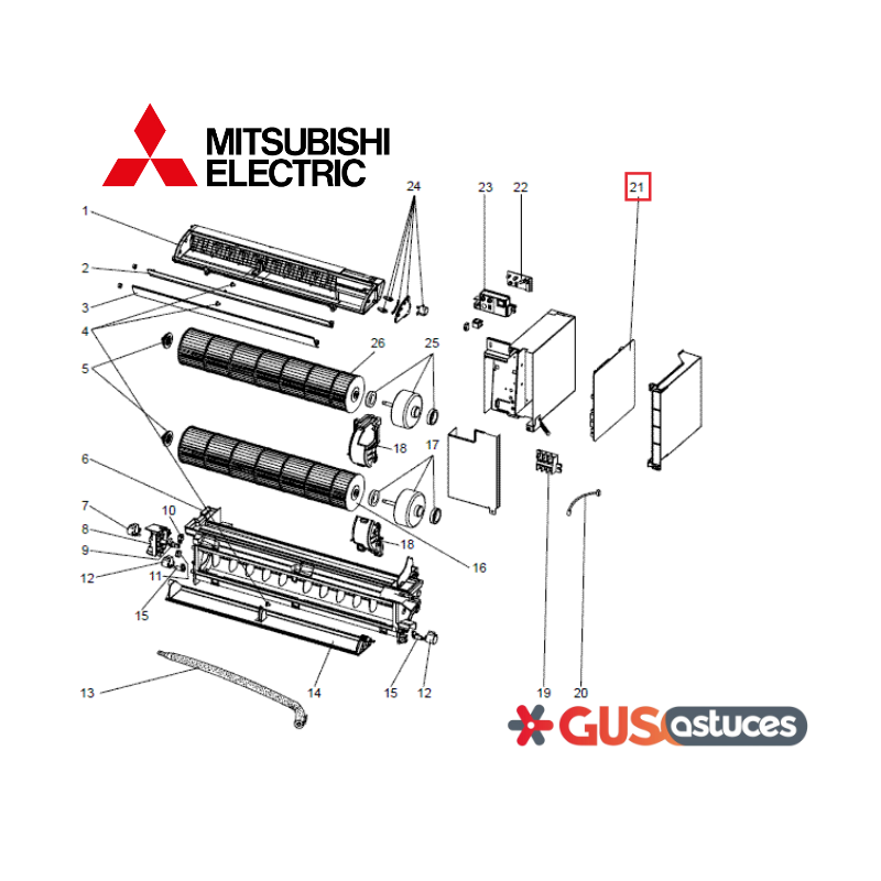 Platine de contrôle T2WEGF450 Mitsubishi