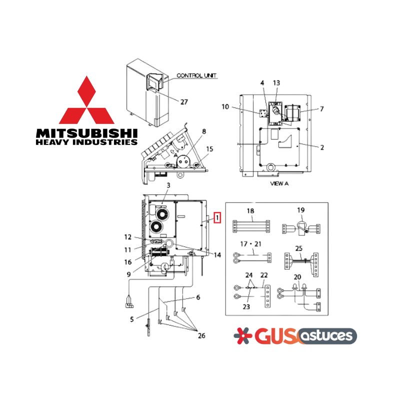 Carte électronique PCA505A323JR Mitsubishi Heavy