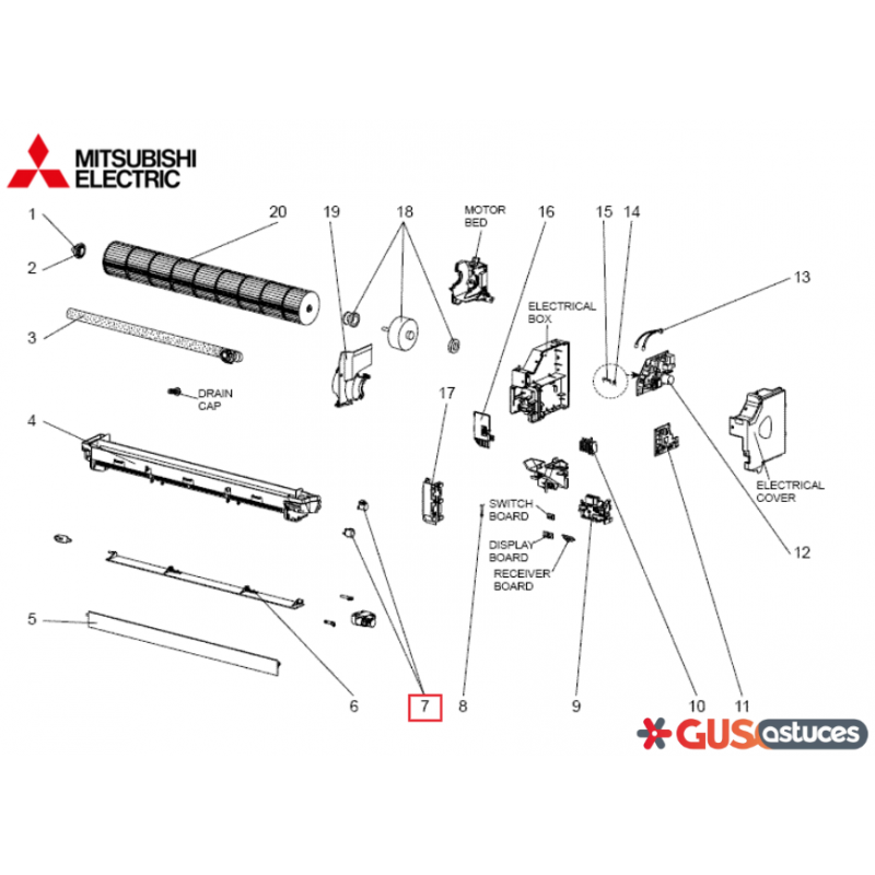 Moteur de balayage E2294B303 Mitsubishi